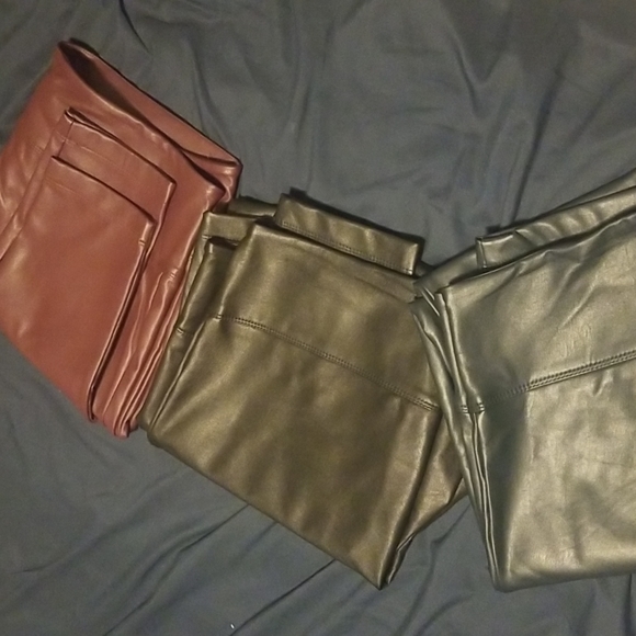 3 Vegan Leather leggings high rise pull on, set sale preferred - Picture 3 of 3